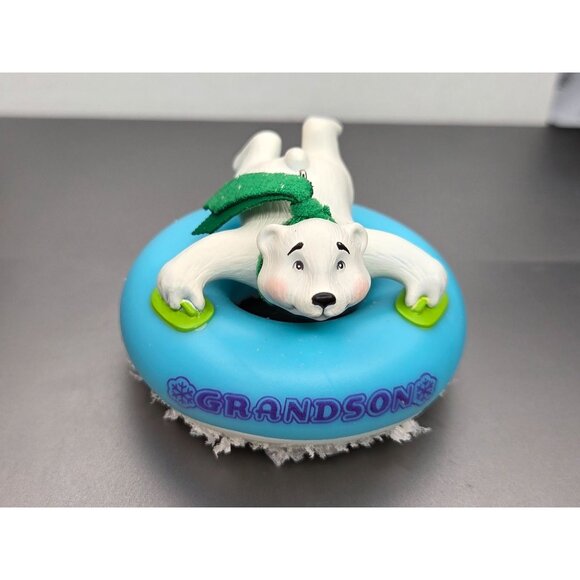 Hallmark Keepsake 2015 Grandson Polar Bear Blue Christmas Tree Ornament - Picture 4 of 12